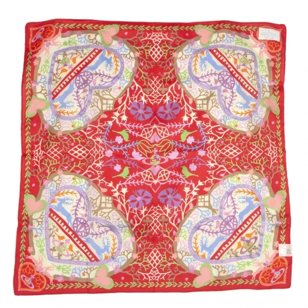 新品!ヴィヴィアンウエストウッドVivienne Westwood グリッタープリントハンカチ 赤マルチ K-114160_001