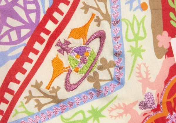 新品!ヴィヴィアンウエストウッドVivienne Westwood グリッタープリントハンカチ 赤マルチ K-114160_003