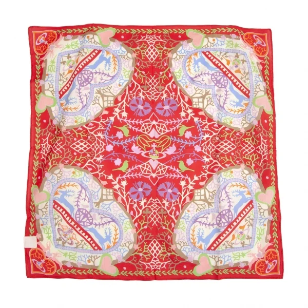 新品!ヴィヴィアンウエストウッドVivienne Westwood グリッタープリントハンカチ 赤マルチ K-114160_004
