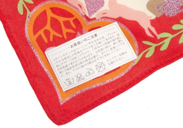 新品!ヴィヴィアンウエストウッドVivienne Westwood グリッタープリントハンカチ 赤マルチ K-114160_007