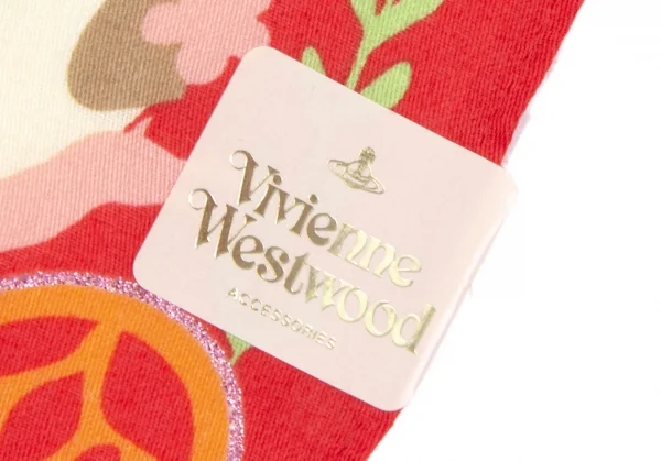 新品!ヴィヴィアンウエストウッドVivienne Westwood グリッタープリントハンカチ 赤マルチ K-114160_009