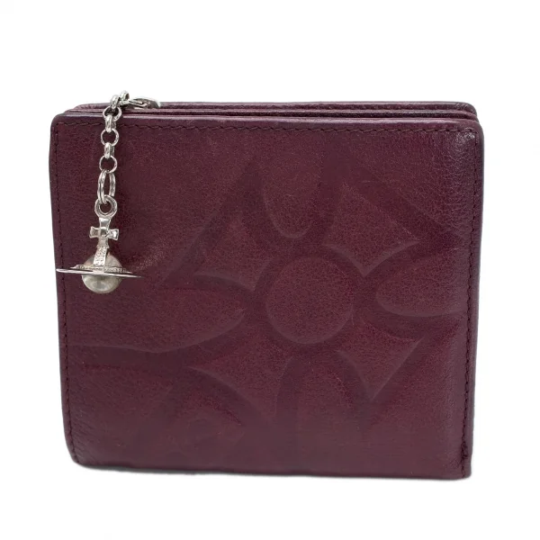 ヴィヴィアンウエストウッドVivienne Westwood オーブチャーム付きラウンドジップ財布 赤茶 K-114161_001