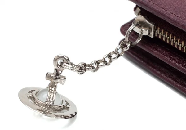 ヴィヴィアンウエストウッドVivienne Westwood オーブチャーム付きラウンドジップ財布 赤茶 K-114161_007