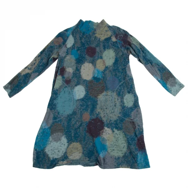 ヨーガンレールJURGEN LEHL ぼかしドットジャガードワンピース 青他M