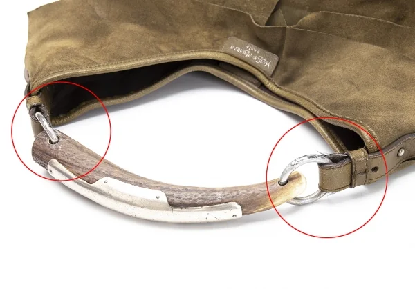 イヴサンローランYves Saint Laurent モンバササントロペ スウェードティアードデザインハンドバッグ 茶 K-114178_010