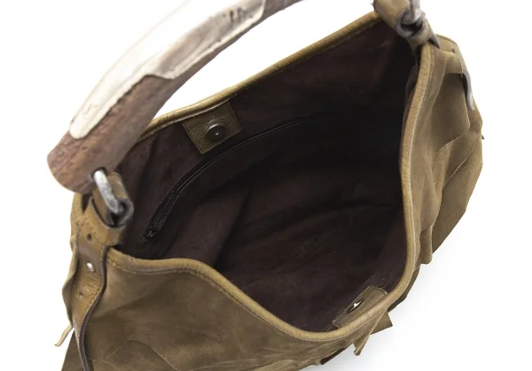 イヴサンローランYves Saint Laurent モンバササントロペ スウェードティアードデザインハンドバッグ 茶 K-114178_015