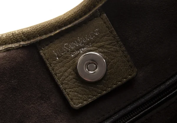 イヴサンローランYves Saint Laurent モンバササントロペ スウェードティアードデザインハンドバッグ 茶 K-114178_019