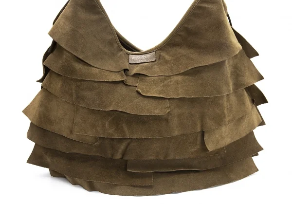 イヴサンローランYves Saint Laurent モンバササントロペ スウェードティアードデザインハンドバッグ 茶 K-114178_002