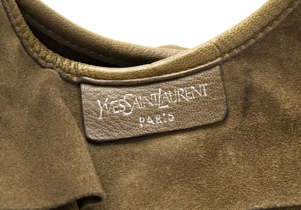 イヴサンローランYves Saint Laurent モンバササントロペ スウェードティアードデザインハンドバッグ 茶 K-114178_004