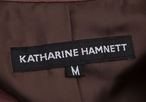 キャサリンハムネットロンドンKATHARINE HAMNETT LONDON マオカラーくるみボタンベスト 赤茶M位 K-114192_015