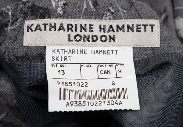 キャサリンハムネットロンドンKATHARINE HAMNETT LONDON アンゴラ混リーフプリントニットスカート グレーS K-114193_013