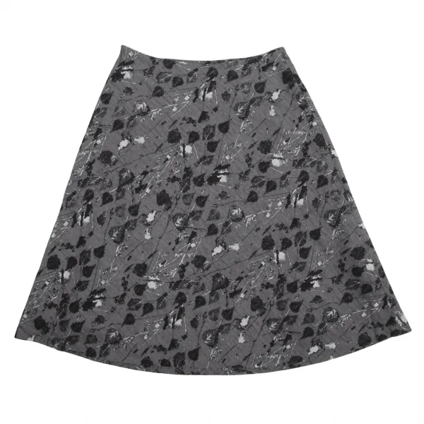 キャサリンハムネットロンドンKATHARINE HAMNETT LONDON アンゴラ混リーフプリントニットスカート グレーS K-114193_009