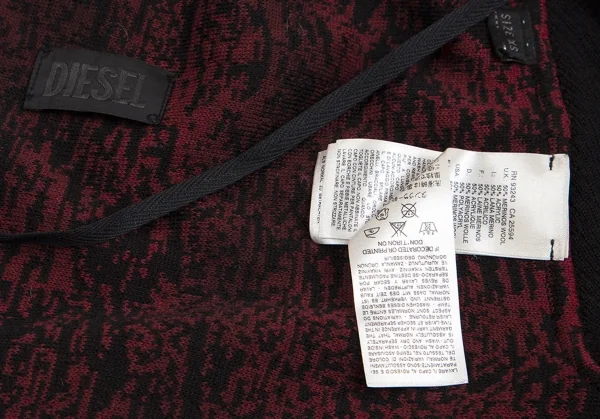ディーゼルDIESEL ウール混マダラ模様ドレープニットカーディガン 赤黒XS K-114197_015