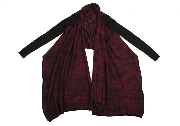 ディーゼルDIESEL ウール混マダラ模様ドレープニットカーディガン 赤黒XS K-114197_002