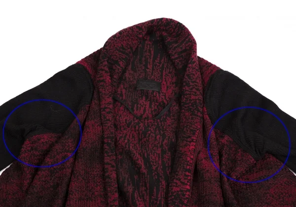 ディーゼルDIESEL ウール混マダラ模様ドレープニットカーディガン 赤黒XS K-114197_003