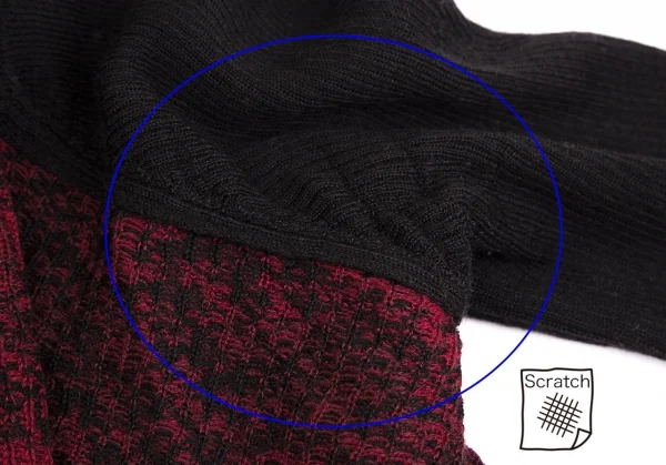 ディーゼルDIESEL ウール混マダラ模様ドレープニットカーディガン 赤黒XS K-114197_004