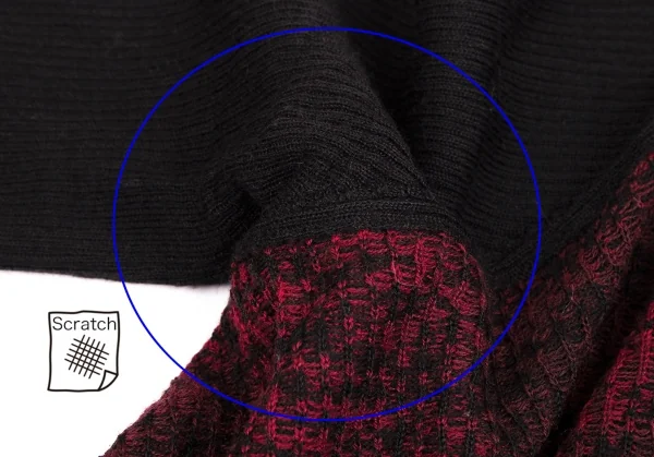 ディーゼルDIESEL ウール混マダラ模様ドレープニットカーディガン 赤黒XS K-114197_005