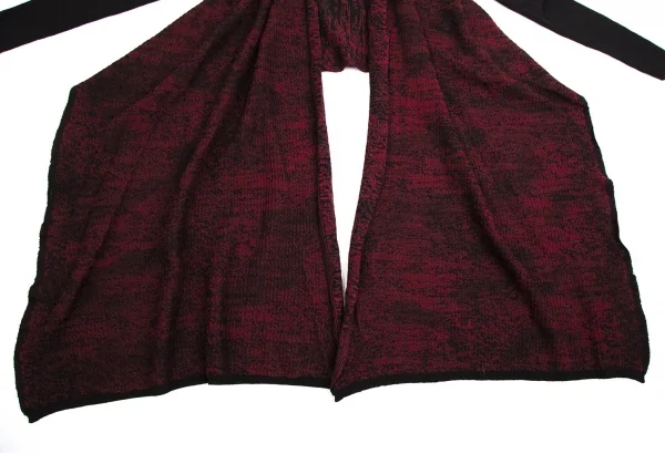 ディーゼルDIESEL ウール混マダラ模様ドレープニットカーディガン 赤黒XS K-114197_008