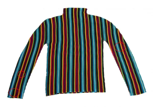 イッセイミヤケ ミーISSEY MIYAKE me ストライプストレッチプリーツハイネックカットソー マルチF K-114215_012