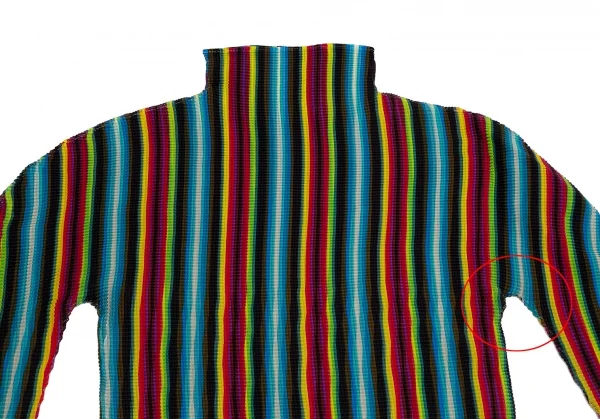 イッセイミヤケ ミーISSEY MIYAKE me ストライプストレッチプリーツハイネックカットソー マルチF K-114215_003