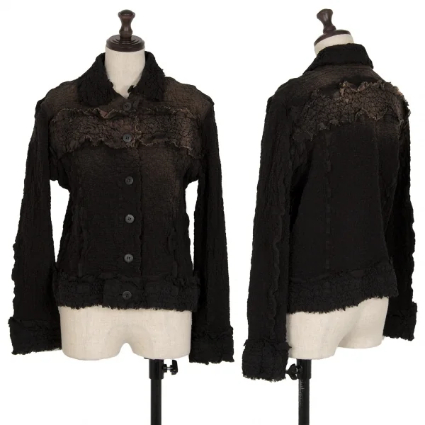 イッセイミヤケ ミーISSEY MIYAKE me 脱色カリフラワージャケット 黒F