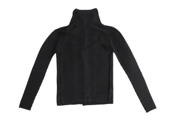 イッセイミヤケ ミーISSEY MIYAKE me カッティングデザインストレッチプリーツシャツ 黒F K-114220_011