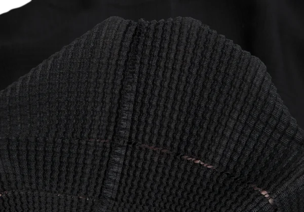 イッセイミヤケ ミーISSEY MIYAKE me カッティングデザインストレッチプリーツシャツ 黒F K-114220_013