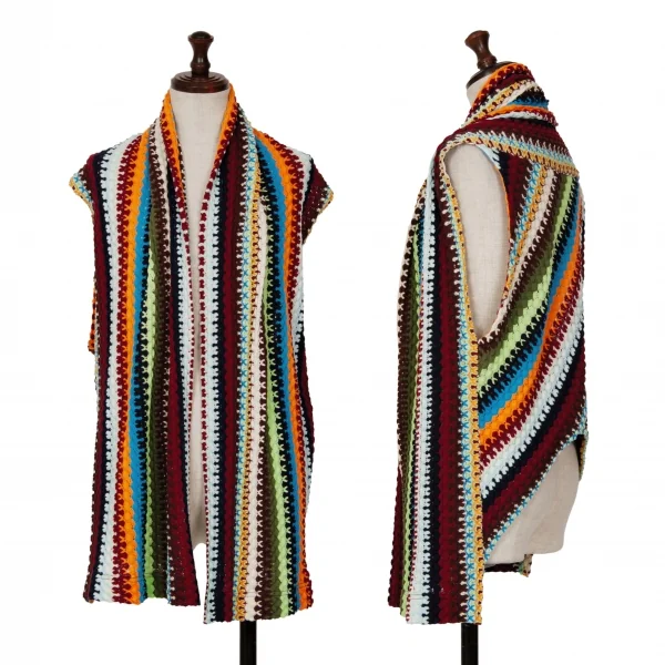 イッセイミヤケ ハートISSEY MIYAKE HaaT コットンカラフル編みノースリーブニットベスト マルチ2 K-114234_001