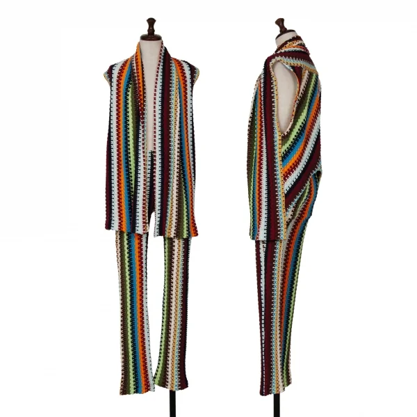 イッセイミヤケ ハートISSEY MIYAKE HaaT コットンカラフル編みノースリーブニットベスト マルチ2 K-114234_013