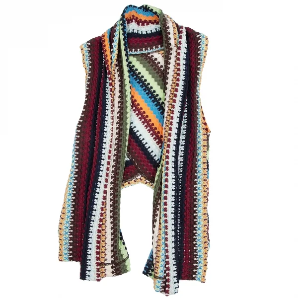 イッセイミヤケ ハートISSEY MIYAKE HaaT コットンカラフル編みノースリーブニットベスト マルチ2 K-114234_002