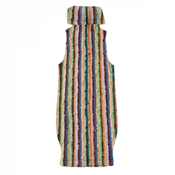 プリーツプリーズPLEATS PLEASE カラフルニット転写プリントタートルネックノースリーブカットソー マルチ5 K-114244_002