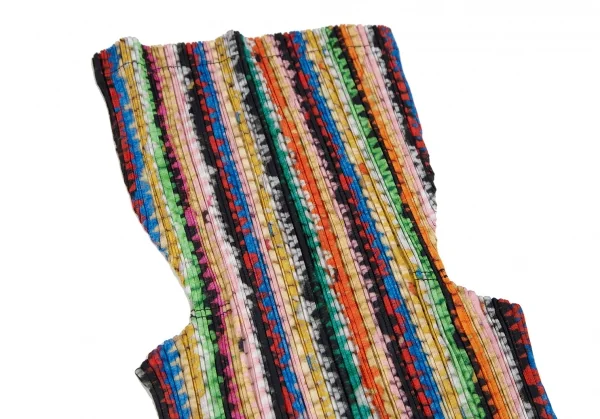 プリーツプリーズPLEATS PLEASE カラフルニット転写プリントタートルネックノースリーブカットソー マルチ5 K-114244_004