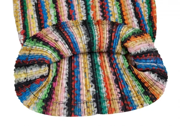 プリーツプリーズPLEATS PLEASE カラフルニット転写プリントタートルネックノースリーブカットソー マルチ5 K-114244_007