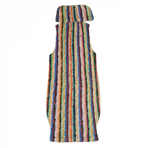 プリーツプリーズPLEATS PLEASE カラフルニット転写プリントタートルネックノースリーブカットソー マルチ5 K-114244_008