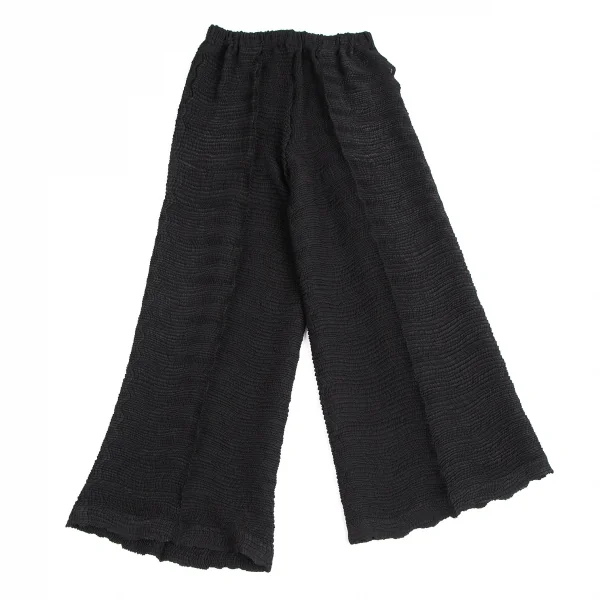 イッセイミヤケ ISSEY MIYAKE ストレッチプリーツワイドパンツ 黒S K-114253_001