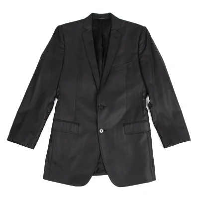 ドルチェ&ガッバーナDOLCE&GABBANA MARTINI シャイニーシャドーストライプナローラペルジャケット チャコール