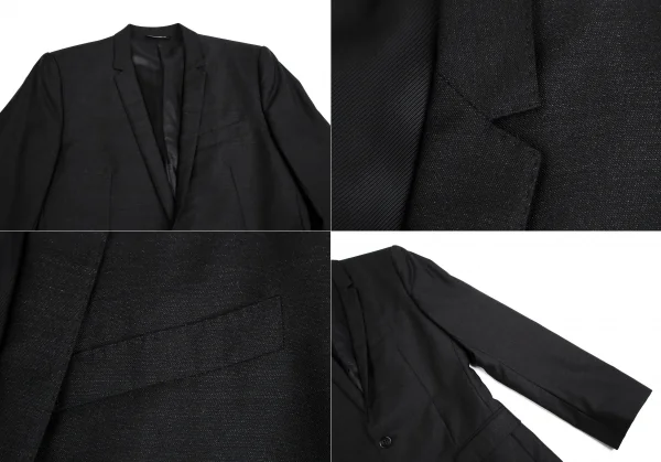 ドルチェ&ガッバーナDOLCE&GABBANA GOLD ウールシルクノッチドナローラペルセットアップスーツ 黒44 K-114279_003