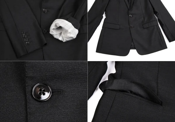 ドルチェ&ガッバーナDOLCE&GABBANA GOLD ウールシルクノッチドナローラペルセットアップスーツ 黒44 K-114279_004