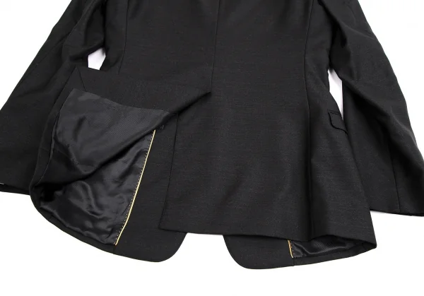 ドルチェ&ガッバーナDOLCE&GABBANA GOLD ウールシルクノッチドナローラペルセットアップスーツ 黒44 K-114279_009