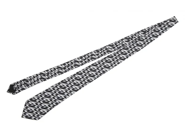 エンポリオアルマーニEMPORIO ARMANI シルクヘリンボーンレジメンタルネクタイ 白黒グレー K-114290_002