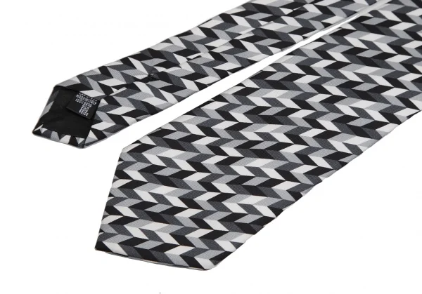 エンポリオアルマーニEMPORIO ARMANI シルクヘリンボーンレジメンタルネクタイ 白黒グレー K-114290_003