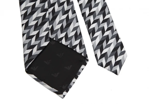 エンポリオアルマーニEMPORIO ARMANI シルクヘリンボーンレジメンタルネクタイ 白黒グレー K-114290_007