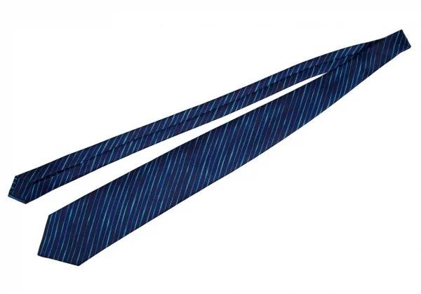 ブルガリBVLGARI シルクグラデーションレジメンタルストライプネクタイ 紺青 K-114295_002