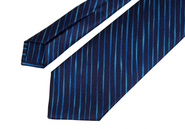 ブルガリBVLGARI シルクグラデーションレジメンタルストライプネクタイ 紺青 K-114295_003
