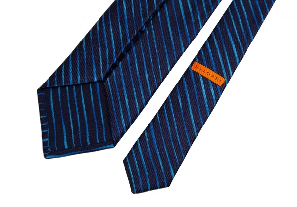 ブルガリBVLGARI シルクグラデーションレジメンタルストライプネクタイ 紺青 K-114295_005