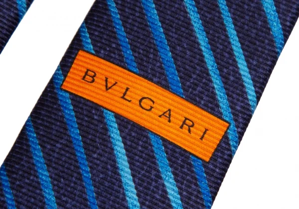 ブルガリBVLGARI シルクグラデーションレジメンタルストライプネクタイ 紺青 K-114295_006