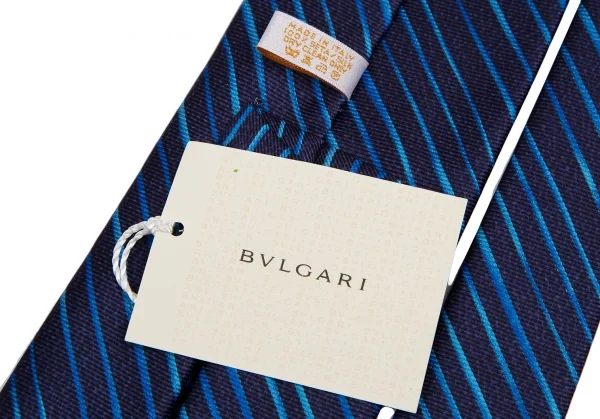 ブルガリBVLGARI シルクグラデーションレジメンタルストライプネクタイ 紺青 K-114295_007