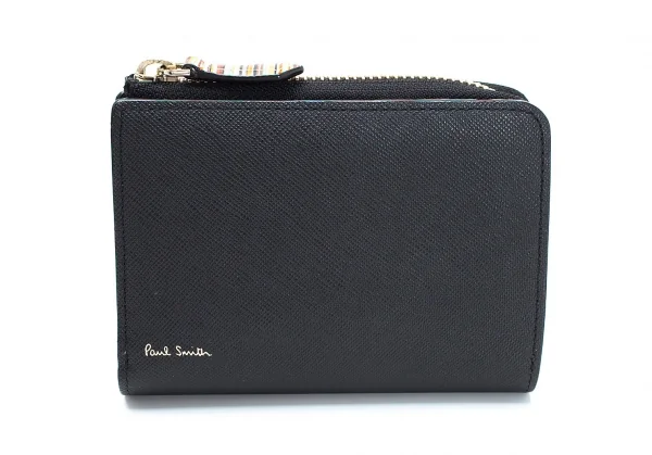 ポールスミスPaul Smith P784N ジップストローグレイン二つ折り財布 黒 K-114307_002