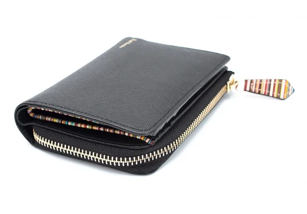 ポールスミスPaul Smith P784N ジップストローグレイン二つ折り財布 黒 K-114307_005