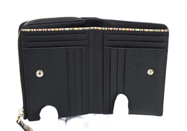 ポールスミスPaul Smith P784N ジップストローグレイン二つ折り財布 黒 K-114307_008